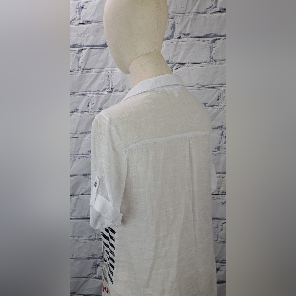 Le Grenier Top Shirt Nautical Sailing Ltweight Transparent Beach Y2K 90s Medium - Picture 8 of 14